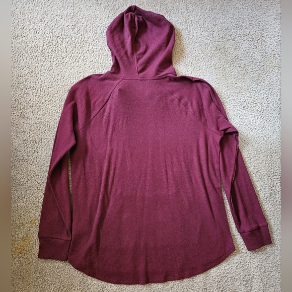 Michael Kors Hooded Knit Thermal in Merlot - Picture 2 of 6